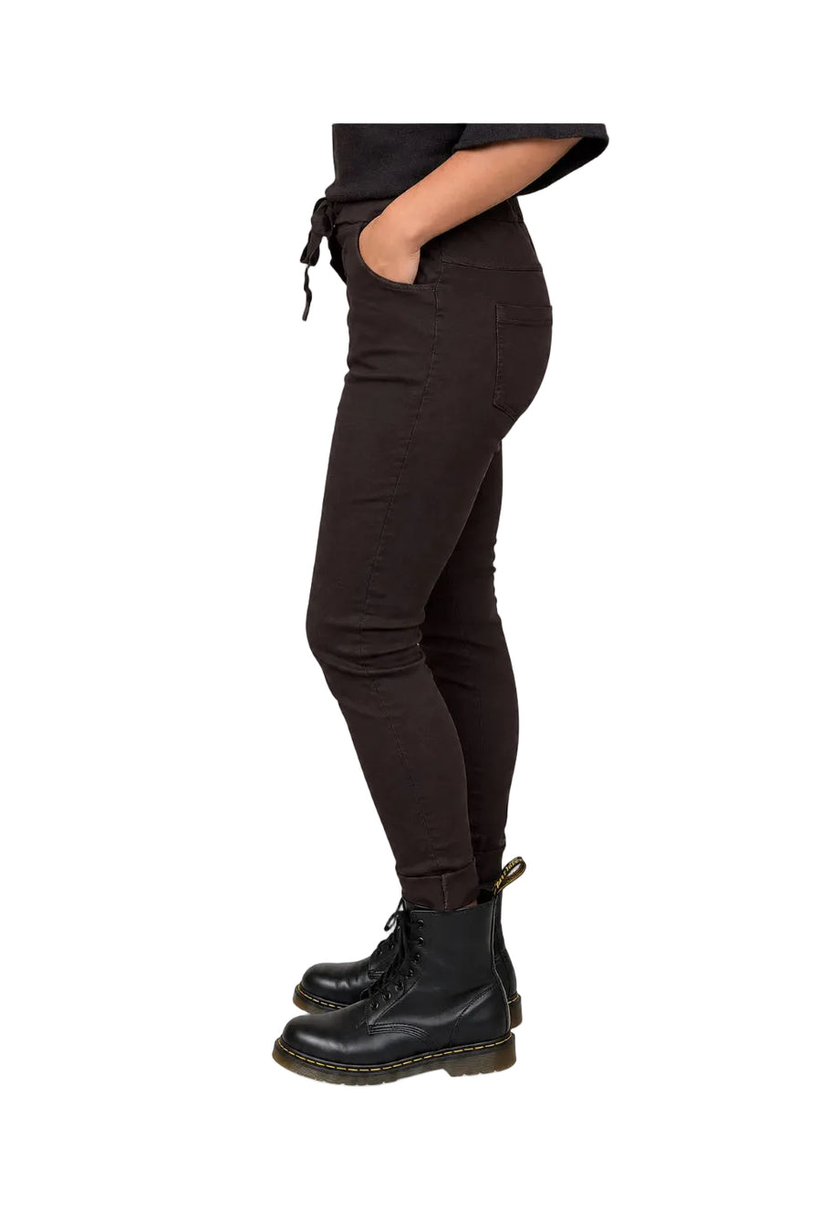 Bruna stretchbyxor – Smal modell med resår i midjan - bild 3