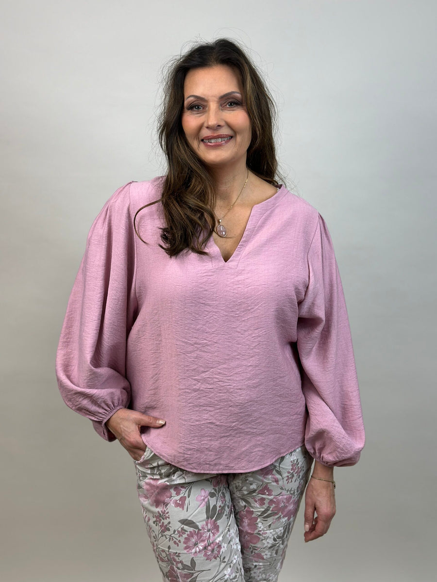 Blus med ballongärm - rosa - bild 1