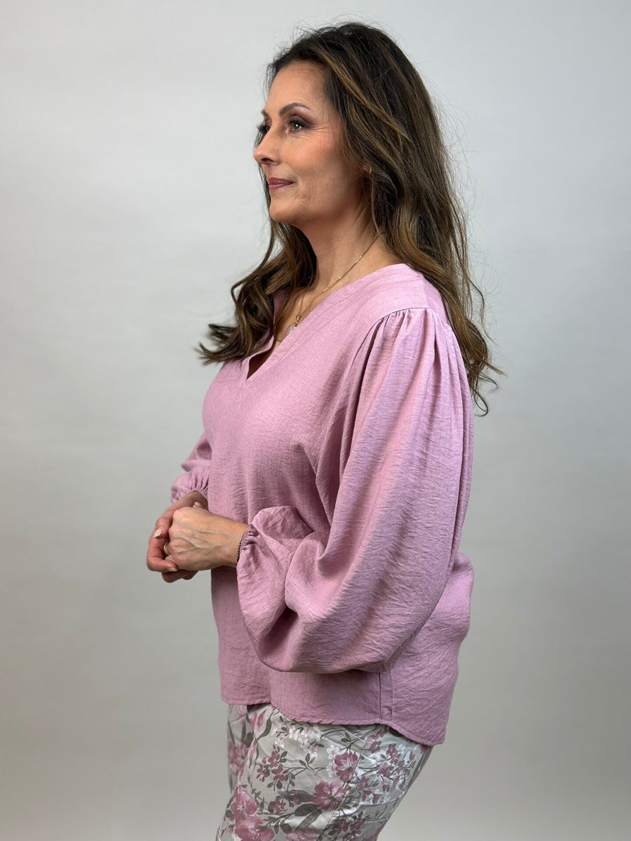 Blus med ballongärm - rosa - bild 2
