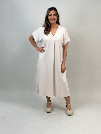 Beige klänning i 100% viskos - L/XL