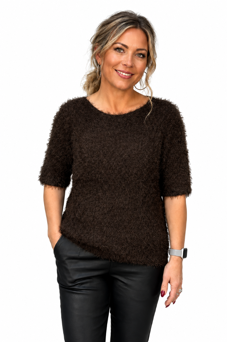 Parisa stickad tröja brun – Supermjuk, one size - bild 2