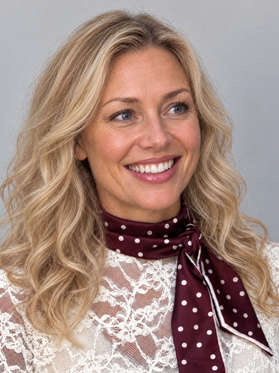 Vinröd prickig scarf – snygg och bekväm